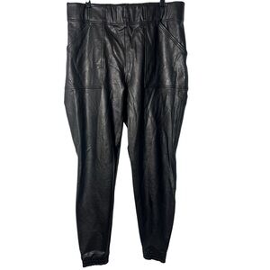SPANX Black Faux Leather Jogger Pants
